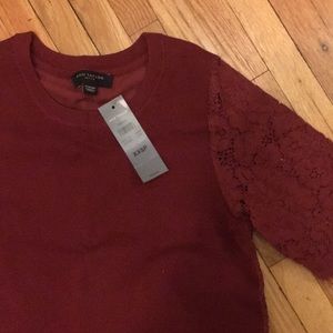 Lace-back Ann Taylor short sleeve lace party top